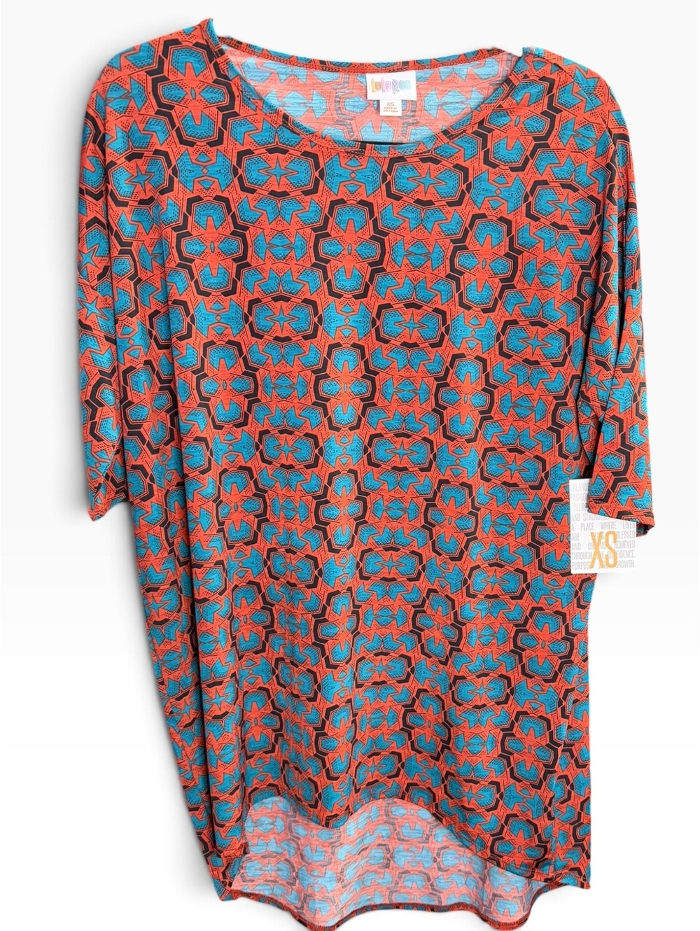 LuLaRoe Classic T XS Orange Turquoise Geometric Southwestern Print NWT